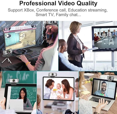 120° Wide Angle Webcam Full 1080P with Tripod Web Camera Video Conference for Computer Metting