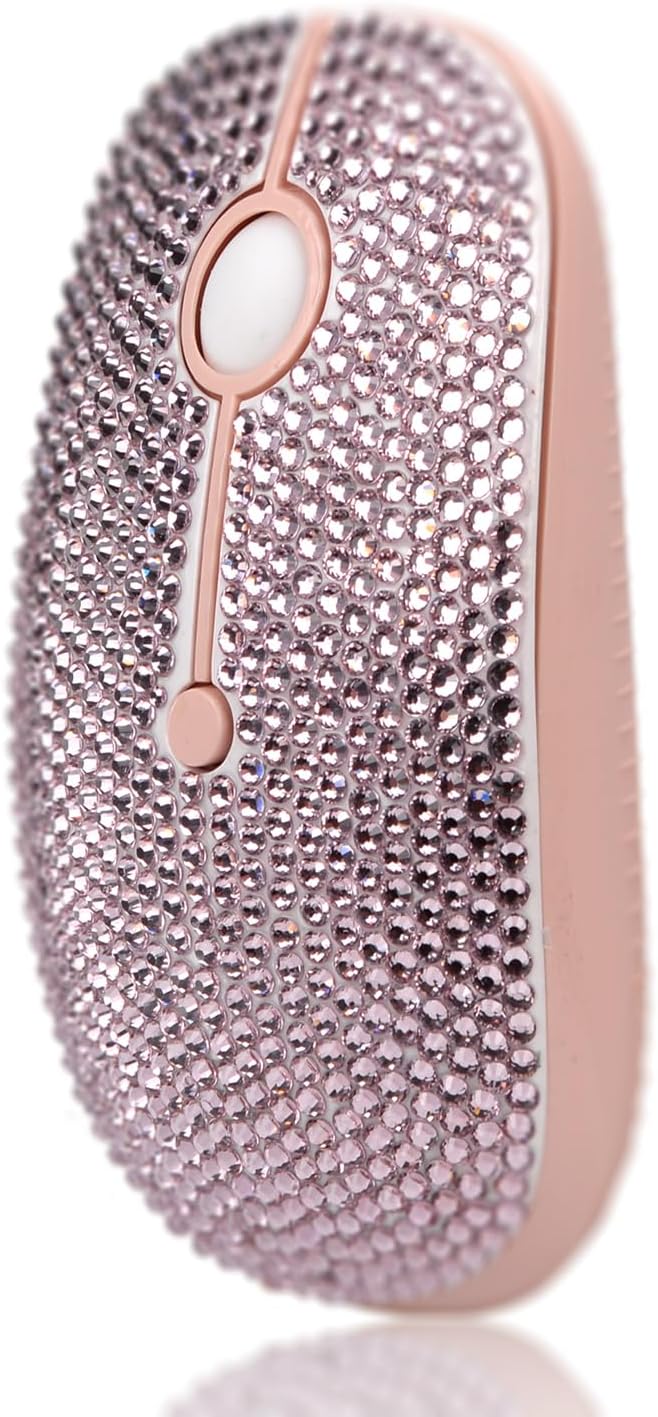 WONGS Luxury Bling Dazzling Pink Austrian Crystal Rhinestone 2.4G Wireless Mouse for Laptop Notebook PC Computer MacBook Girls Gift - Pink