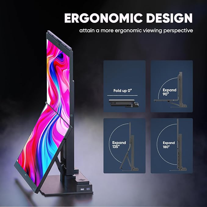 MP Mobile Pixels Geminos X (2 x 24 inch) Dual Stacked Computer Monitor All-Inclusive Workstation 65W USB-C Charging 2K Bottom Touchscreen 1080P Webcam&ampSpeakers USB-A/USB-C/HDMI (Renewed)