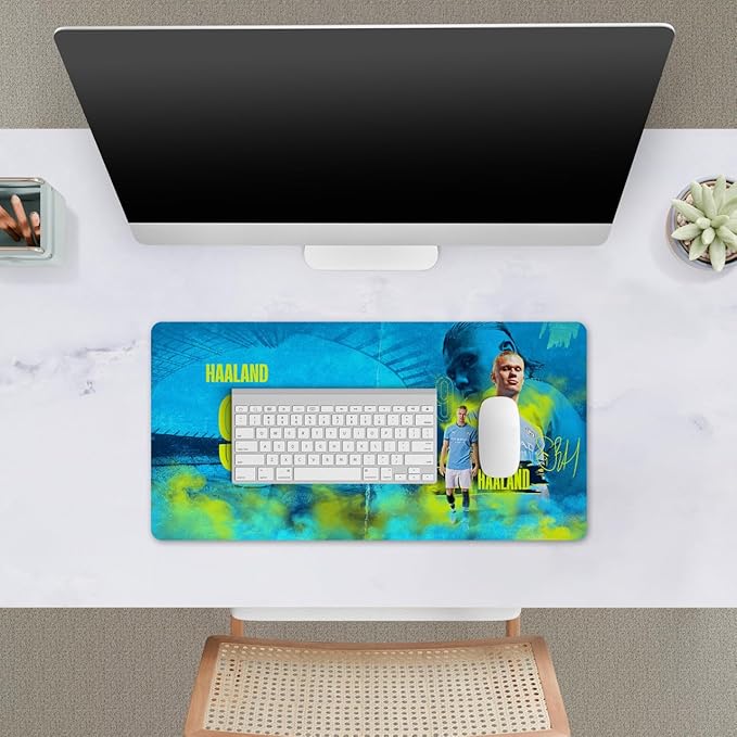 Head Case Designs Officially Licensed Manchester City Man City FC Haaland Crest Kits &amp Players 23.62 x 11.81 x 0.12 inches (600 x 300 mm) - L Gaming Office Desk PC Keyboard Mouse Mat Pad