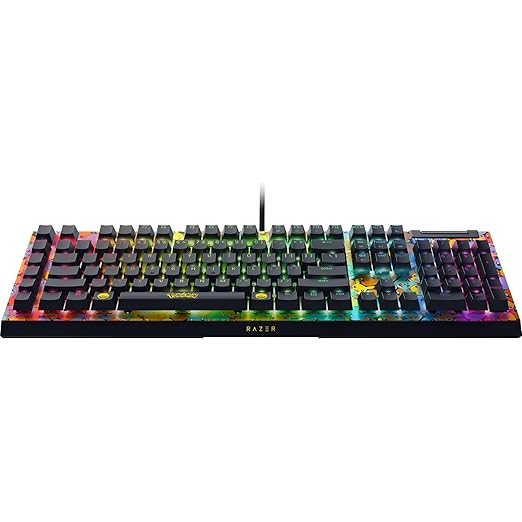 Razer BlackWidow V4 X Mechanical Gaming Keyboard: Green Switches Tactile &amp Clicky - 6 Macro Keys - Chroma RGB - Doubleshot ABS Keycaps - Sound Dampening &amp Stabilizers - Pokémon Edition