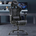 PC Gaming Chair with Footrest Ergonomic Home Office Chair with Lumbar Support &amp Headrest Pillow Height Adjustable Swivel Recliner Racing Computer Video Game Chairs Grey