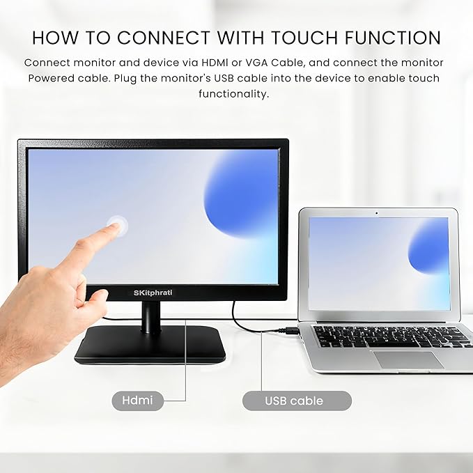 15 inch 1920x1080 Touchscreen Monitor 10-Point Multi Touch Screen with HDMI VGA 60Hz 16:9 Aspect Ratio VESA Secondary Monitor for PC Computer Windows Ras Pi