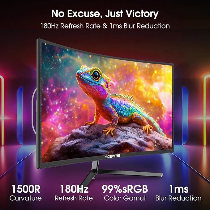Sceptre New 24-inch Curved Gaming Monitor 1080p up to 180+Hz DisplayPort HDMI 100% sRGB AMD FreeSync Build-in Speakers Machine Black 2026 (C248B-FWT168 Series)