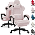 GTPLAYER ACE-PRO Music Gaming Chairs – Built-in Speakers App Support &amp Bluetooth Control Computer Game Chairs with Footrest for Adults Ergonomic Reclining Silla Linkage Armrest Pink 【Velvet】