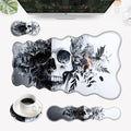 Desk Mat Mouse Pad with Wrist Rest 4-in-1 Large Mouse Pads for Desk Ergonomic Mouse Pad and Keyboard Wrist Rest Gaming Keyboard Mat for OfficeFunny Skull