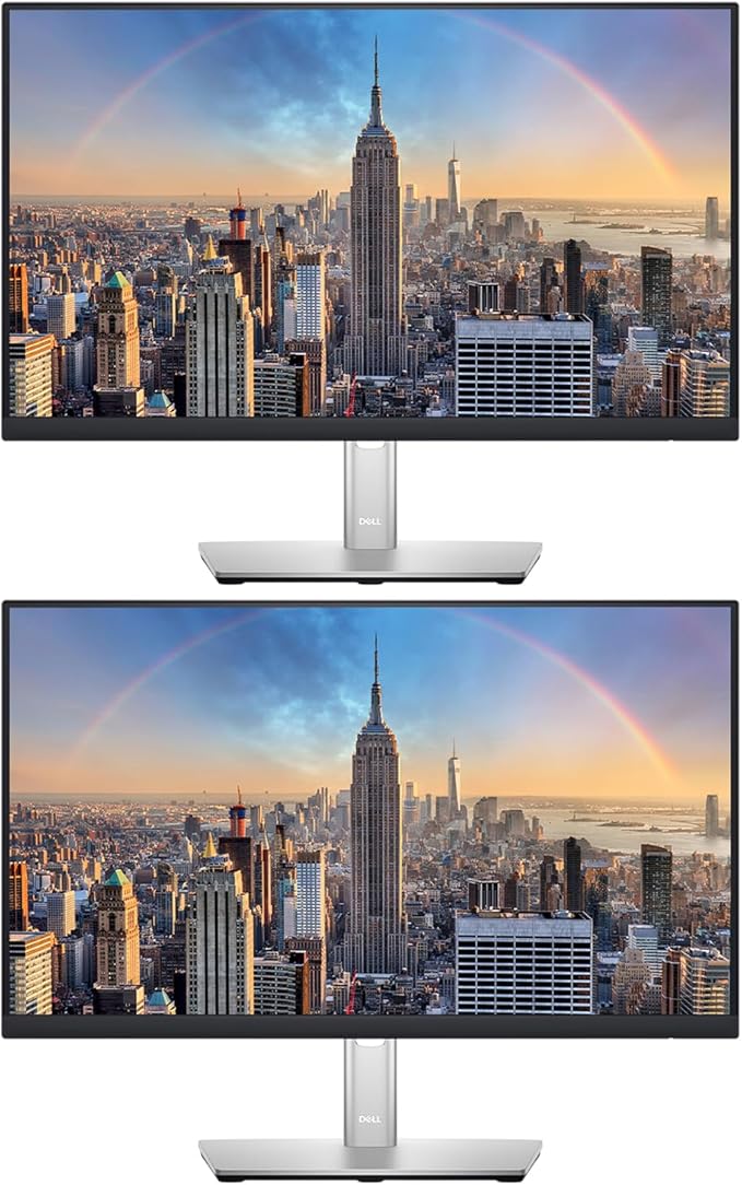 Dell P2722H 27-inch 1080P Full HD Wide Angle Backlit LED LCD Monitor 2-Pack Low Blue Light Ultrathin Bezel IPS VGA HDMI DisplayPort and USB Hub (Renewed)