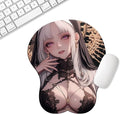 Japanese Style 3D Anime Sexy Wrist Rest Mouse Pad 3D Hot Anime Girl Gaming Mouse Pad Computer Accessroies Anti-Slip Base Silly Gift (Black Nun)