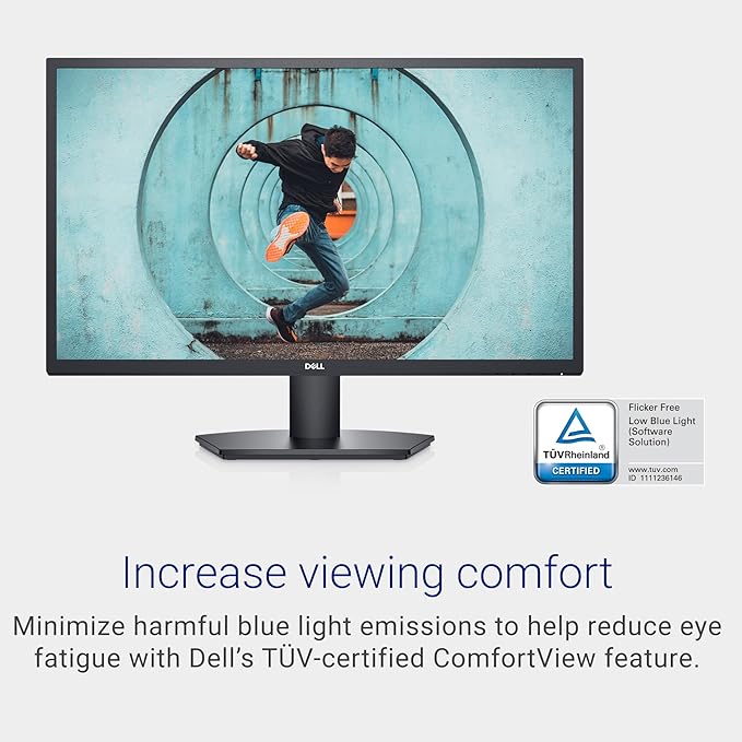 Dell SE2722H Monitor - 27-inch Full HD (1920 x 1080) 60Hz 8ms Display HDMI/VGA Connectivity AMD FreeSync Technology Tilt Adjustability - Black