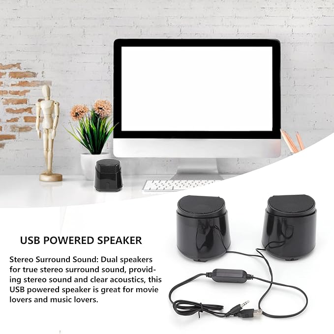 D2 USB Powered Speaker Home Portable Wired Speaker Subwoofer Multimedia Speakers for Computer Phone Laptop