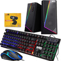 MTG RGB Backlit Mechanical Wired Gaming Keyboard and Mouse Full Anti-ghosting Keys RGB Stereo Speaker with 6 Colorful LED Modes and Webcam for Desktop PC Laptop Combo