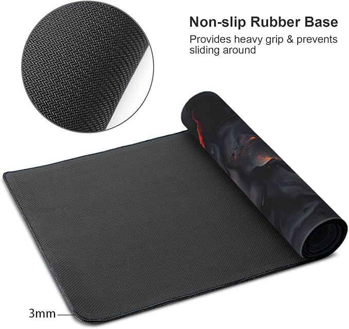 Flame Large Gaming Mouse Pad 35.5 X 16 Inch Extended Desk Mat for Keyboard and Mouse Waterproof Computer Mousepad with Stitched Edges &amp Non-Slip Base