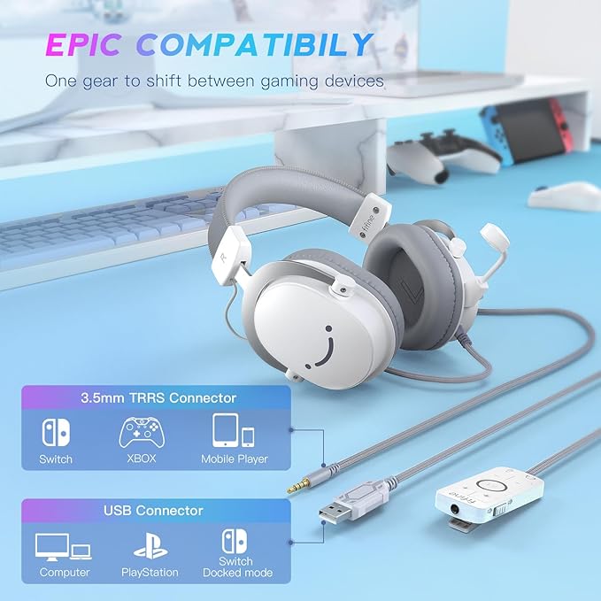 FIFINE USB PC Podcast Microphone Bundle with Gaming Headset XLR/USB Dynamic Mic with Tap-to-Mute 3.5mm Headphones Jack Streaming Over-Ear Wired Headphones for PC PS4/5 Game Console (K688W+H9W)