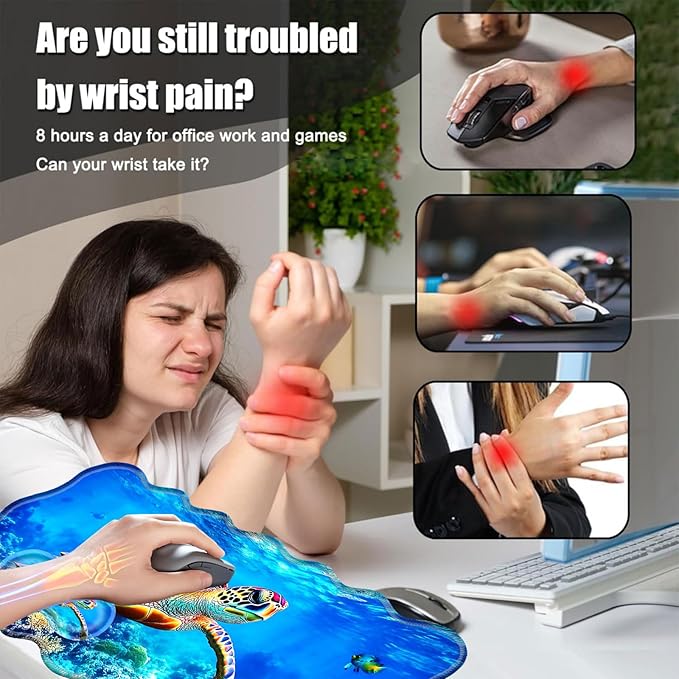 Desk Mat Mouse Pad with Wrist Rest 4-in-1 Large Mouse Pads for Desk Ergonomic Mouse Pad and Keyboard Wrist Rest Gaming Keyboard Mat for OfficeColorful Sea Turtle in Ocean