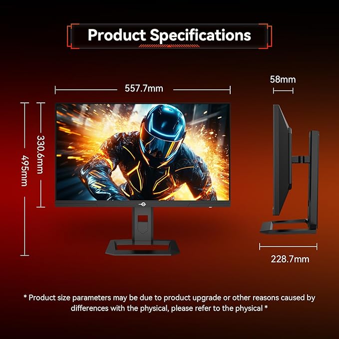 TITAN ARMY 24.5 Inch 240Hz 1440p Gaming MonitorQHD 2560 x 1440p Fast IPS 1ms GTGAdaptive Sync126% sRGBHDR10Low Blue Light VESA 100x100HDMI 2.0 DisplayPort 1.4 Vertical Gaming Monitor P2510S