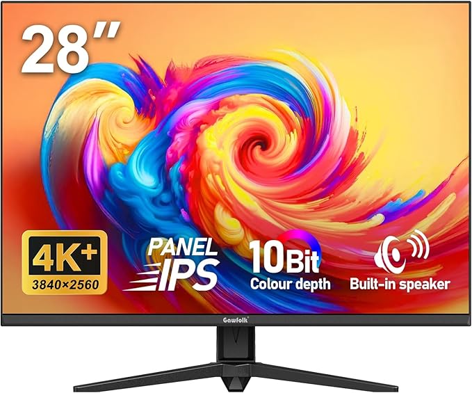 Gawfolk 28 Inch 4K Monitor IPS 60Hz UHD (3840x2560p) PC Screen Built-in Speakers Ultra HD Computer Dispaly for Home &amp Office Support HDMI &amp DP 3:2 10Bit 1.07 Billion Colours