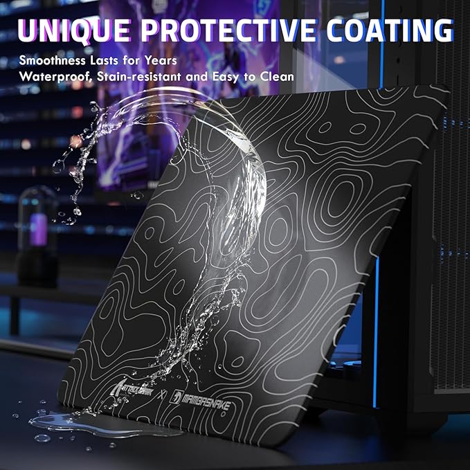 ATTACK SHARK CM05SE Glass Gaming Mouse Pad for FPS &amp Esports Nano-Etched Tempered Glass SurfaceUltra-Smooth Low Friction Hard MousepadWaterproof Large Desk Mouse Mat for PC SetupBlack Contour