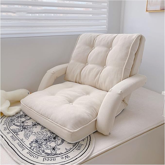 Floor Chair with Back Support Folding Sofa Chair with 5 Adjustable Position Padded Sleeper Bed Couch Recliner Floor Gaming Chair Gaming Floor Chairs for AdultsGrey