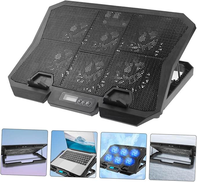 Vaguelly Laptop Cooling Pad 15.6 Inch Laptop Fan Cooler Stand with Adjustable Speed and Blue LED for Silent Computer Notebook Cooling and Heat Dissipation