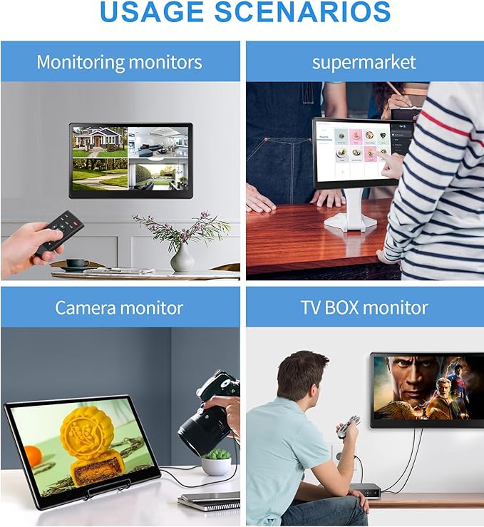 15.6 Portable Touchscreen Monitor FHD 1920×1080 IPS Ra Pi Touch Screen Monitor for Laptop HDMI VGA DVI 10-Point Touchable Display Support VESA Mount for Laptops PC Pi POS Kiosk Home Industrial