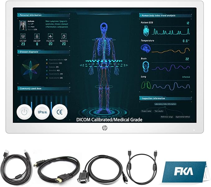 HP Healthcare Edition HC241P 24 Clinical Review Monitor Without Stand DICOM Calibration for Clinical Review and Accurate Diagnosis DisplayHDMI/DP/VGA/USB 2.0 Type-B to Type-A Cables