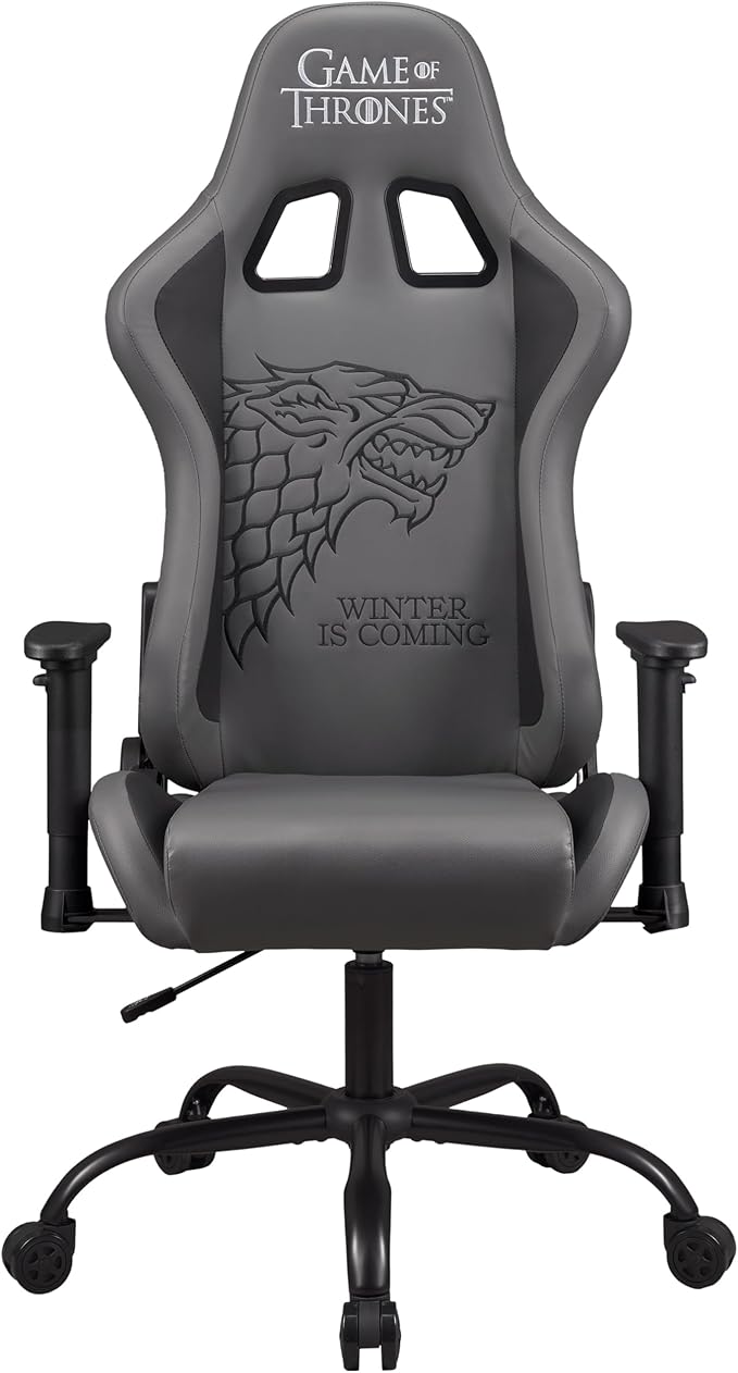 Game of Thrones - Gaming Chair or Office Chair Adult Gamer Chair Comfortable seat Integrated headrest Adjustable armrests and Height Ergonomic backrest - Black
