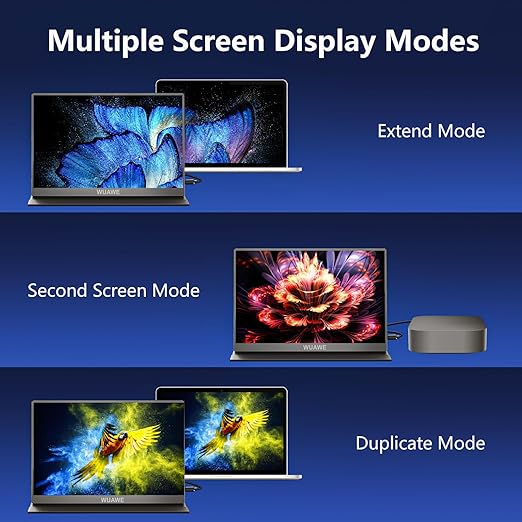 WUAWE 15.6 Inch Portable Monitor with Cover Stand 1080P FHD 60Hz External Second Computer Monitor with Speaker HDMI USB-C for PC Mac Phone PS5 Switch Xbox PS4/5.