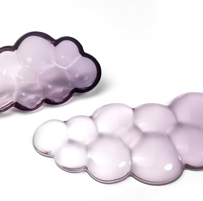 Ergonomic Cloud Silicone Gel Keyboard and Mouse Wrist Rest Set – Clear Wrist Rest for Computer Keyboard 60%/68%/75% Comfort &amp Support for Typing and Gaming (Grey Purple)