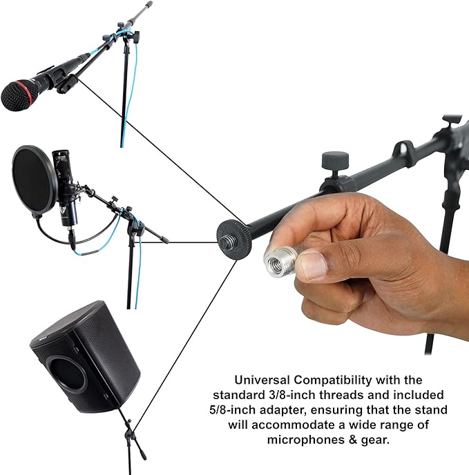 Rockville RMM-XLR Bundle: (2) Dynamic Cardioid Metal Microphones with 10' XLR Cables (2) RVMIC1 V2 Pro Tripod Microphone Stands with Telescopic Boom Metal Joints 4-items