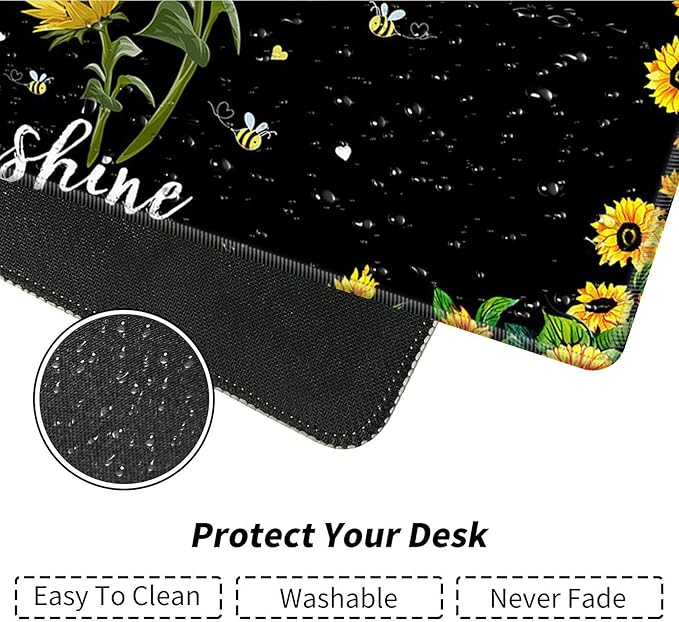 Desk Pad Mat Large Mouse Pad XL Extended Mousepad Gaming with Sunflower 31.5 *11.8 Huge Mouse Pads for Computer Laptop Home Office + Cup Coaster You are My Sunshine