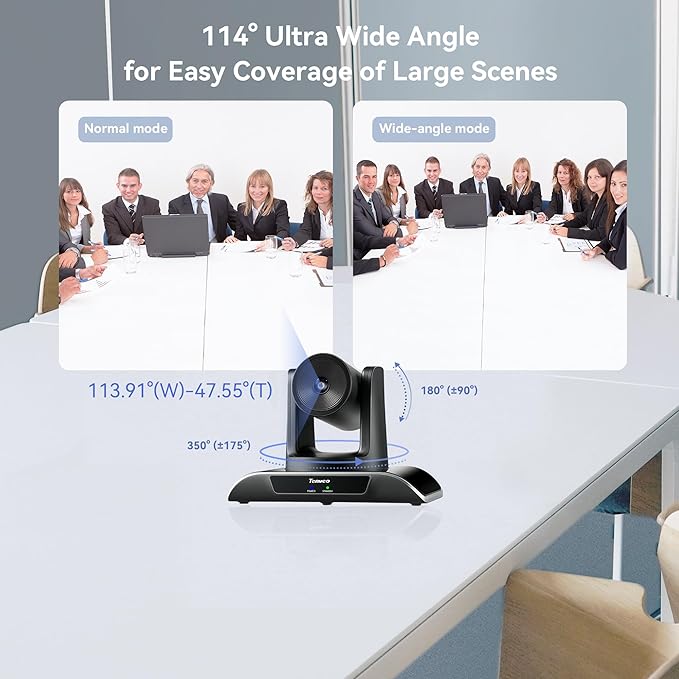 Tenveo 3X Optical Zoom PTZ Conference Room Camera USB3.0/HDMI FHD 1080P 60FPS for Video Conferencing Business Meeting Live Streaming Church Services Worship Events Education Zoom Teams OBS