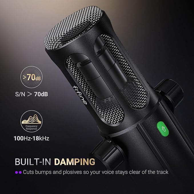 FIFINE Podcast Microphone with Desktop Mic Stand SetUSB/XLR Dynamic Microphone with Adjustable Heavy-Duty Desktop Stand for Recording Gaming Broadcast (Tank6+BS1)