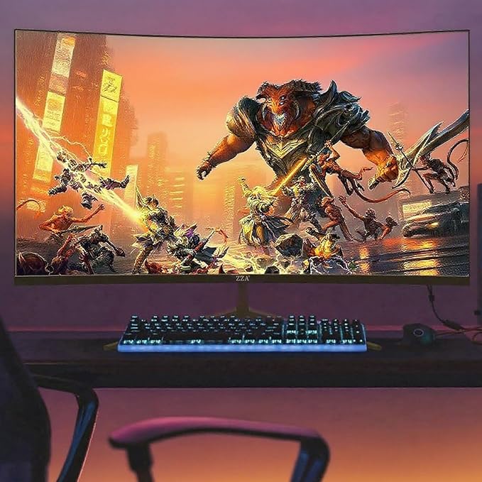 ZZA 24 Inch FHD 1080P 200Hz|144Hz Curved Gaming Monitor 1ms MPRT VA Panel 2800R Curvature AMD FreeSync Ultra-Thin Bezel for Esports PS5 Xbox Series X/S PC VESA Mount