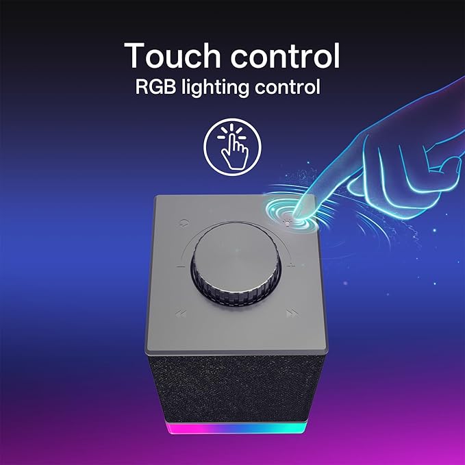 Redragon GS517 RGB Computer Speaker - 2.0 Stereo Sound System with BT &amp USB Dual Connectivity 8 RGB Lighting Effects Touch Controls &amp Volume Knob - Perfect for Gaming &amp Multimedia