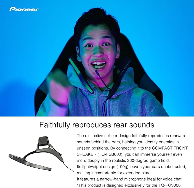 PIONEERDesktop Gaming SpeakerSound TECTORRear Sound EnhancerExclusively for The Front Speaker（TQ-FG3000）Clear 3D SoundNeckbandLightweight 190g with Narrow Directional Chat MicrophoneTQ-RG3000