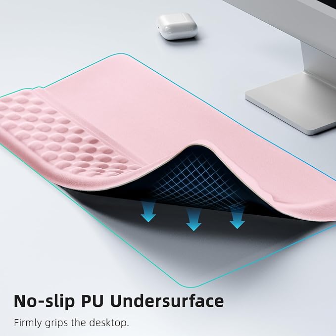 Ospelelf Keyboard Wrist Rest Pad Comfy Ergonomic Keyboard Stand Riser Holder Computer Wrist Support Cushion forTyping Light Pink