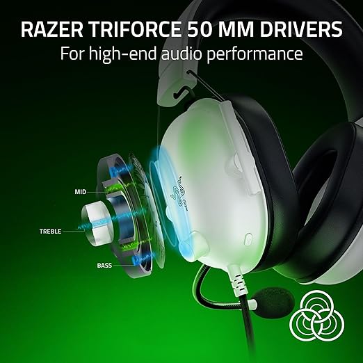 Razer BlackShark V2 X Xbox Gaming Headset: 50mm Drivers - Cardioid Mic - Lightweight - Comfortable Noise Isolating Earcups - for Xbox Series X Series S PS5 PC Switch via 3.5mm Audio Jack - White