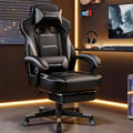 GTPLAYER Gaming Chair with Footrest Big and Tall Computer Game Chair 350lb Racing Style Ergonomic High Back Lumbar Support and Recliner Moon Gray