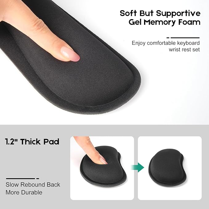 Excel Cheat Sheet Mouse Pad Set | 3-Piece XXL Ergonomic Desk Mat with Wrist Rest for Office &amp Gaming(Army Green)