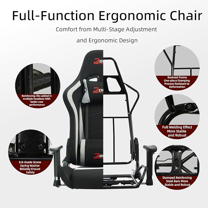 Fabric Gaming Chair Skin-Friendly and Breathable Manufactured by A Reputable Manufacturer Safe and Stable Specially Designed for Gaming.with Footrest Mg(1005-Gray)