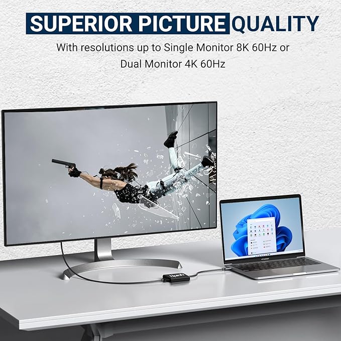uptab USB C to Dual DisplayPort Adapter Hub Extended Dual 4K 60Hz Display Port Multi Monitors Converter for Dell XPS 13 15 Lenovo Yoga Sumsung HP Chromebook etc