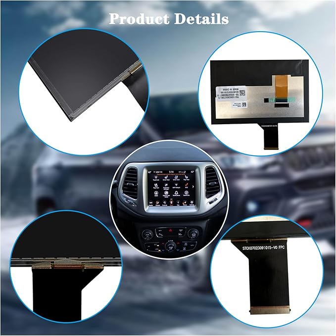 New Replacement 7 LCD Display Fit for Jeep Compass 2017-2020 TDO-WXGA0700K00033-V2 TDO-WXGA0700K00057-V1 LMB-K00057BL (7 Jeep LCD)
