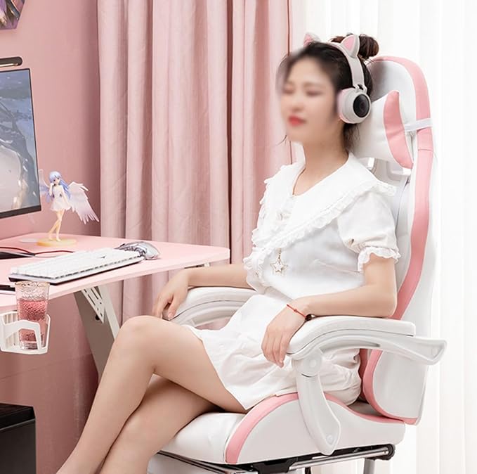 TBQATNTS Pink Girls Gaming ChairCinnamoroll Ergonomic Gaming Chair with FootrestAdjustable Head Pillow and Lumbar Support PC Computer ChairTeen Gaming Chair.Blue