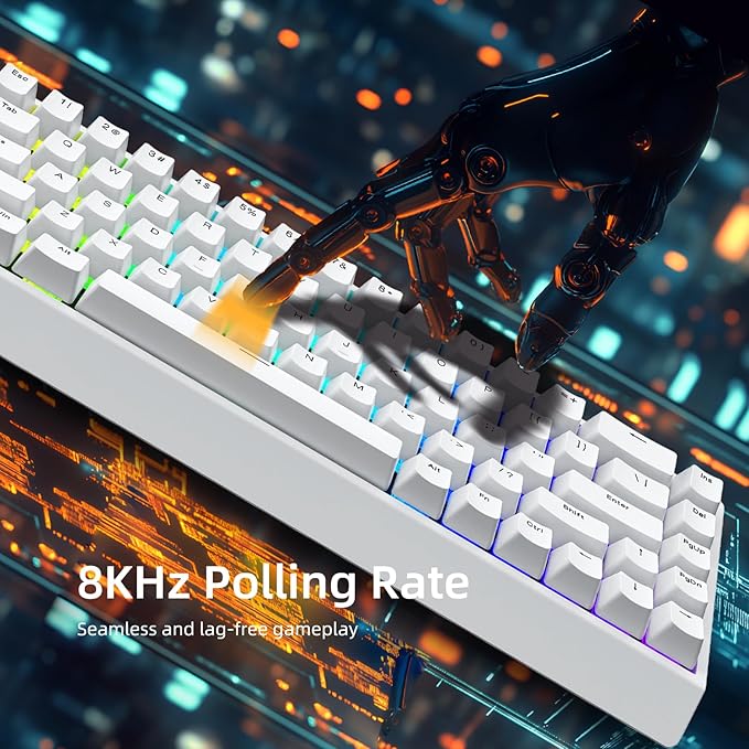 Mer68 SE Wired 68 Keys Magnetic Switch Mechanical Keyboard 8KHZ Polling Rate/Latency As 0.125MS/64KHZ All Keys Scan Rate/ARGB Hot Swappable Gaming Keyboard(White)