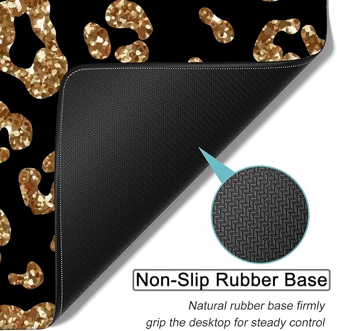 Large Gaming Mouse Pad 31.5x11.8 in Extended Computer Mouse Mat with Non-Slip PU Base Ergonomic Memory Foam Keyboard Wrist Restfor Work Gaming Rose Gold Glitter Psalm 465 Black Office Desk Pad