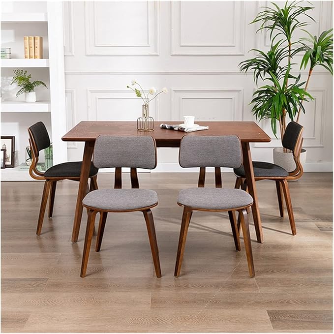 Adjustable Office Computer Chair with Armrest Solid Wood Dining Chairs Kitchen Furniture Hotel Restaurant Chair Household Backrest Room(Black-Walnut)