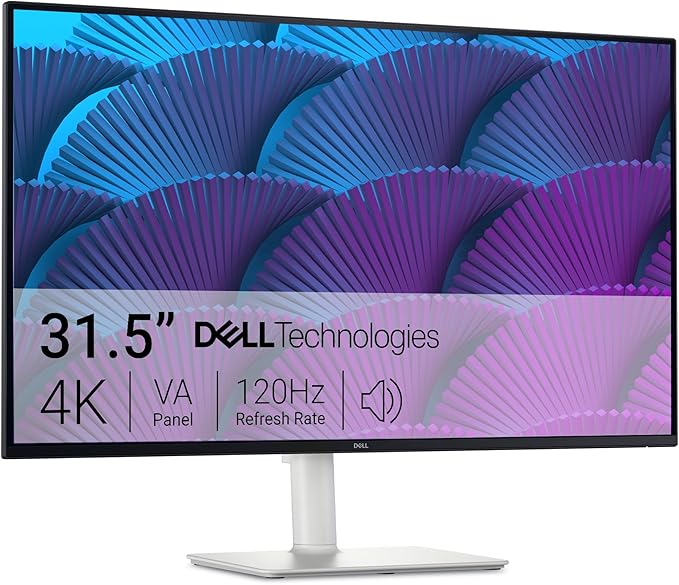 Dell S32 Series 32 4K Monitor (3840 x 2160) 120Hz 16:9 Display AMD FreeSync Premium 99% sRGB 1500:1 Contrast Ratio Integrated 2x5W Speaker Height/Tilt/Swivel/Pivot DisplayPort/HDMI - Ash White