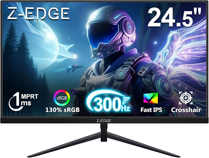 Z-Edge 24.5 inch 300Hz 280Hz 240Hz Gaming Monitor UG25S FHD 1080p Ultra Fast MPRT 1ms IPS Monitor Gaming PC Computer Monitor 16.7M Colors DP x2 HDMI x2