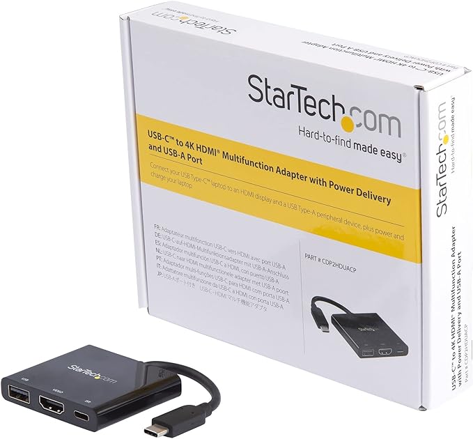 StarTech.com USB-C to HDMI Adapter - 4K 30Hz - Thunderbolt 3 Compatible - with Power Delivery (USB PD) - USB C Adapter Converter (CDP2HDUACP)