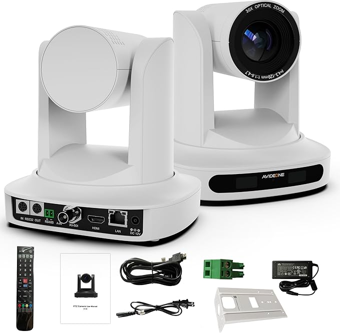 30x Optical Zoom PTZ Camera (White) HDMI/SDI/IP Video Outputs 1080P HD for Church Services Education Healthcare &amp Live Streaming